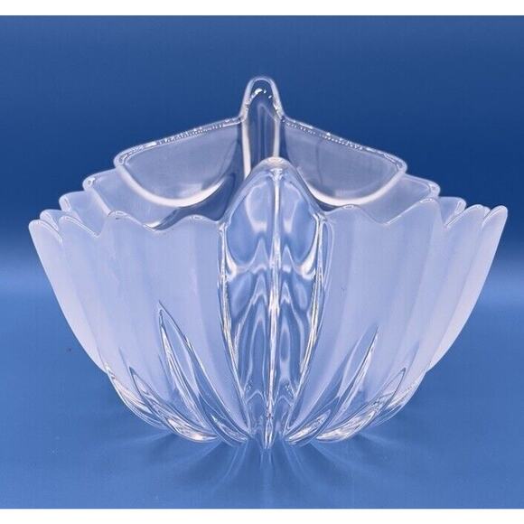 Walther Glas Ombre Clear Frosted Leaf Shaped Serving Bowl From Germany - Picture 2 of 11